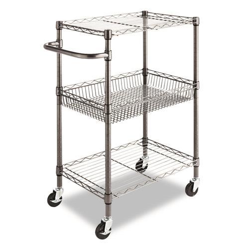Alera Gray Metal Base with Steel Metal Top Kitchen Cart (28-in x 16-in x 39-in)