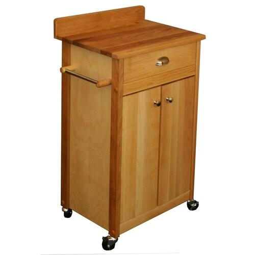 Catskill Craftsmen Brown Wood Base with Birch Butcher Block Top Kitchen Cart (16-in x 23.5-in x 37-in)