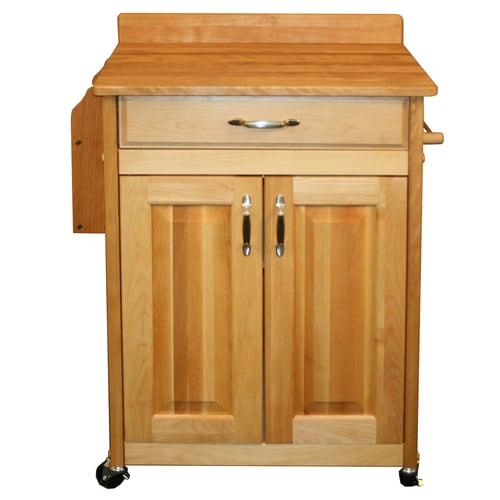 Catskill Craftsmen Brown Wood Base with Birch Butcher Block Top Kitchen Cart (17.75-in x 26.875-in x 37-in)