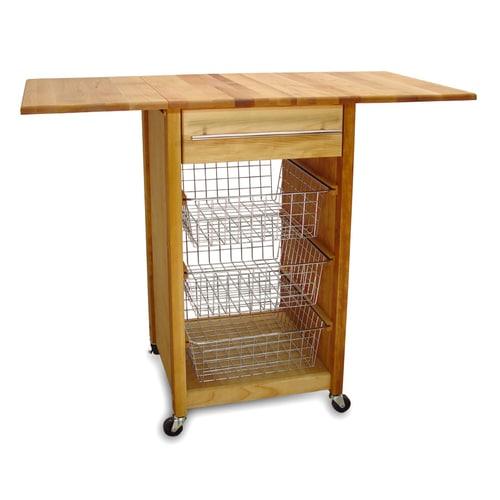 Catskill Craftsmen Brown Wood Base with Birch Butcher Block Top Kitchen Cart (44-in x 21-in x 35.5-in)
