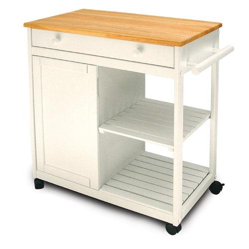 Catskill Craftsmen White Wood Base with Rubberwood Top Kitchen Island (30-in x 17.25-in x 34-in)