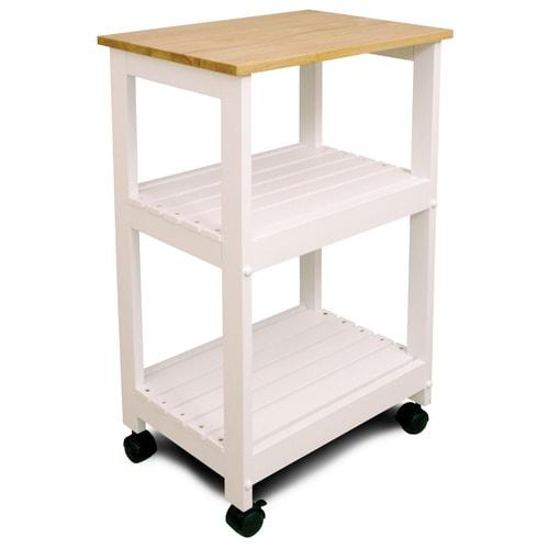 Catskill Craftsmen Black Wood Base with Rubberwood Top Kitchen Cart (21-in x 15.25-in x 34.25-in)