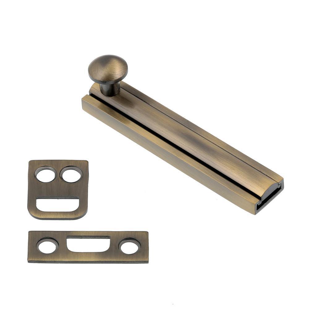 3 in. Solid Brass Antique Brass Surface Bolt