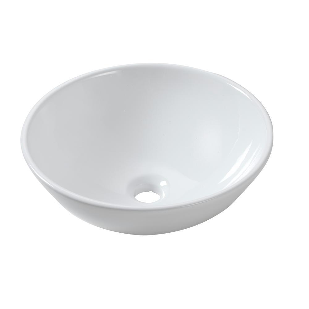 13 in. x 13 in. Round Bowl Modern Bathroom Above in White Porcelain Ceramic Vessel Vanity Sink Art Basin