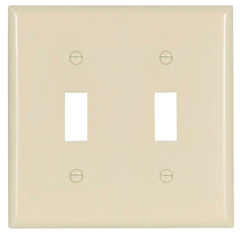 Eaton Wiring Devices 2139LA-BOX Wallplate, 4-1/2 in L, 4-9/16 in W, 2 -Gang, Thermoset, Light Almond, High-Gloss