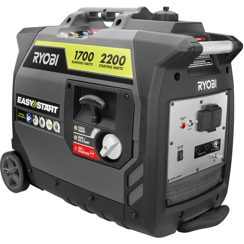 RYOBI 2,200 Starting Watt Gray Gasoline Powered Digital Inverter Generator