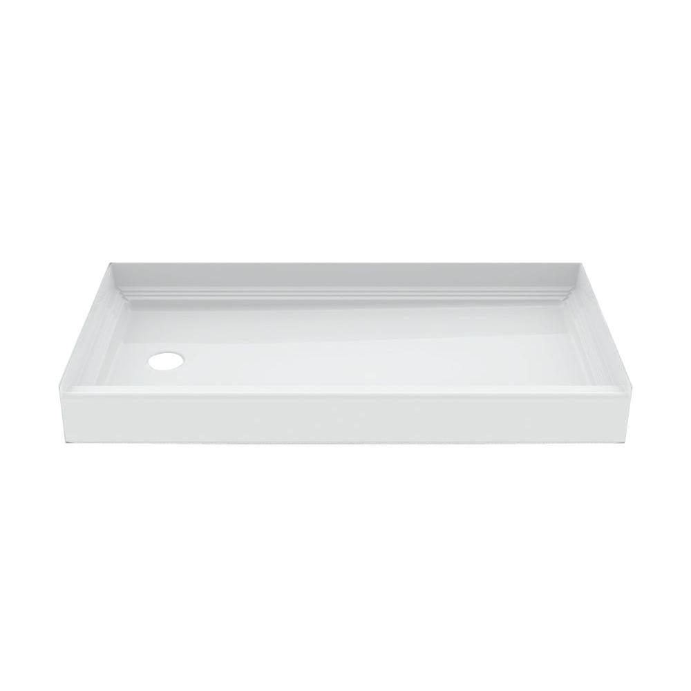A2 60 in. x 30 in. Single Threshold Left Drain Shower Pan in White