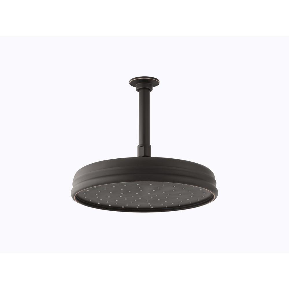 1-Spray 10.4 in. Single Ceiling Mount Fixed Rain Shower Head in Oil-Rubbed Bronze