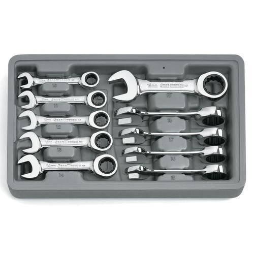 GEARWRENCH 10Pc Stubby Ratcheting Combination Wrench Set MET