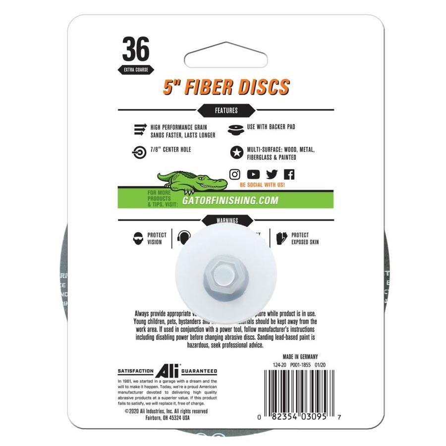 Gator Fiber Discs 3-Pack Aluminum Oxide 5-in 36-Grit Fiber Disc
