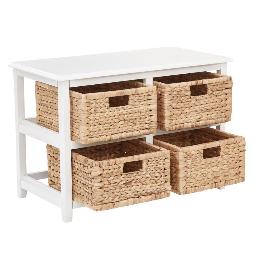 OSP Home Furnishings 4 Drawers White Wood Drawer