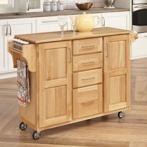 Home Styles Brown Wood Base with Wood Top Kitchen Cart (18-in x 52.5-in x 34.75-in)