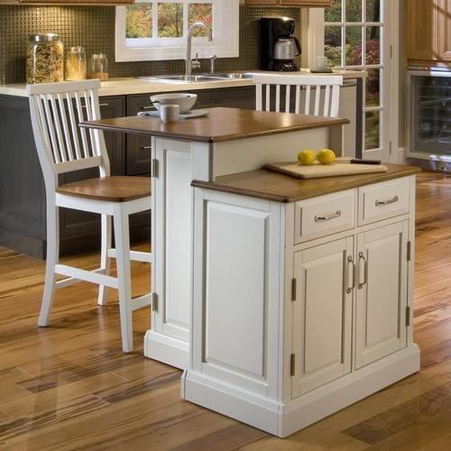 Home Styles White Wood Base with Wood Top Kitchen Island (30-in x 39.25-in x 36.5-in)