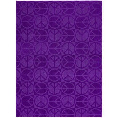 Garland Large Peace 7 x 9 Purple Indoor Solid Kids Area Rug