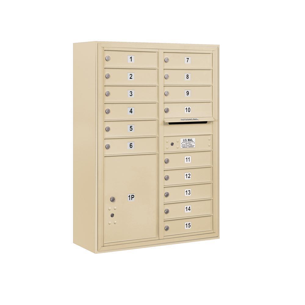 3800 Horizontal Series 15-Compartment with 1-Parcel Locker Surface Mount Mailbox