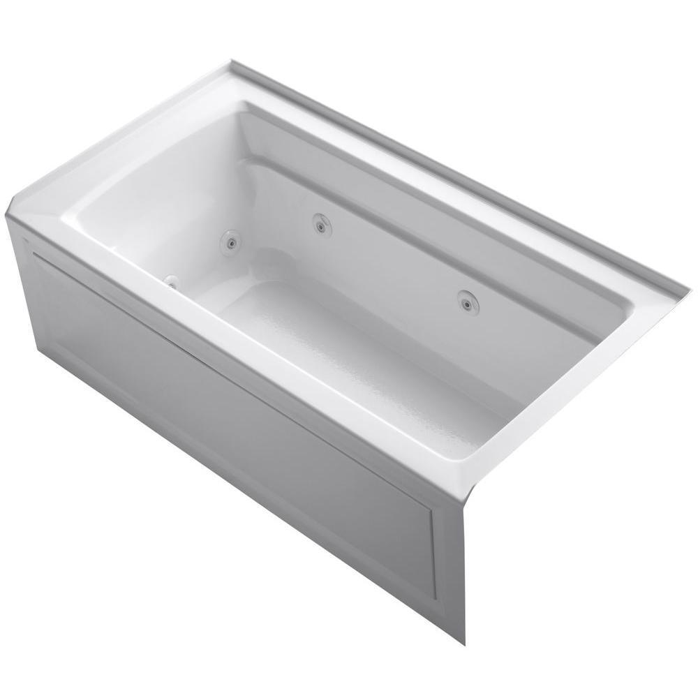 Archer 5 ft. Acrylic Right Drain Rectangular Alcove Whirlpool Bathtub in White