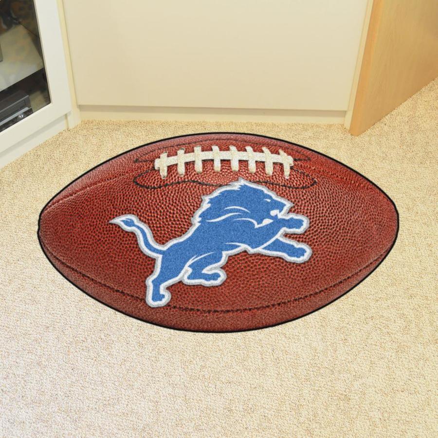 FANMATS Detroit Lions Photorealistic Football Mat 1-1/2-ft x 2-1/2-ft Brown Oval Indoor Door Mat