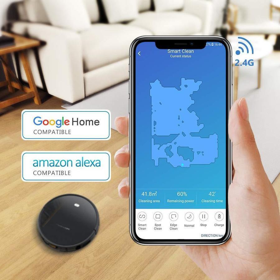 Tesvor X500 WI-FI Connected Robotic Vacuum Cleaner Gray Auto Charging Robotic Vacuum with HEPA Filter