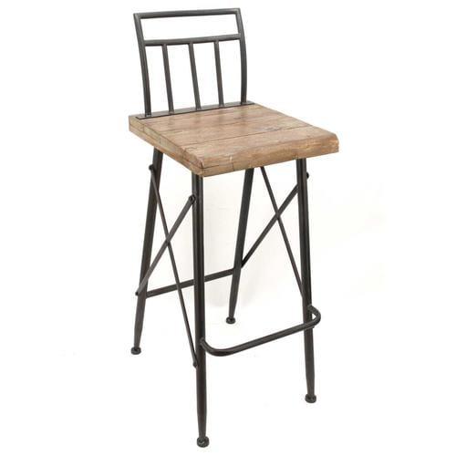 StyleCraft Home Collection Natural, Weathered Black Tall (36-in and Up) Bar Stool