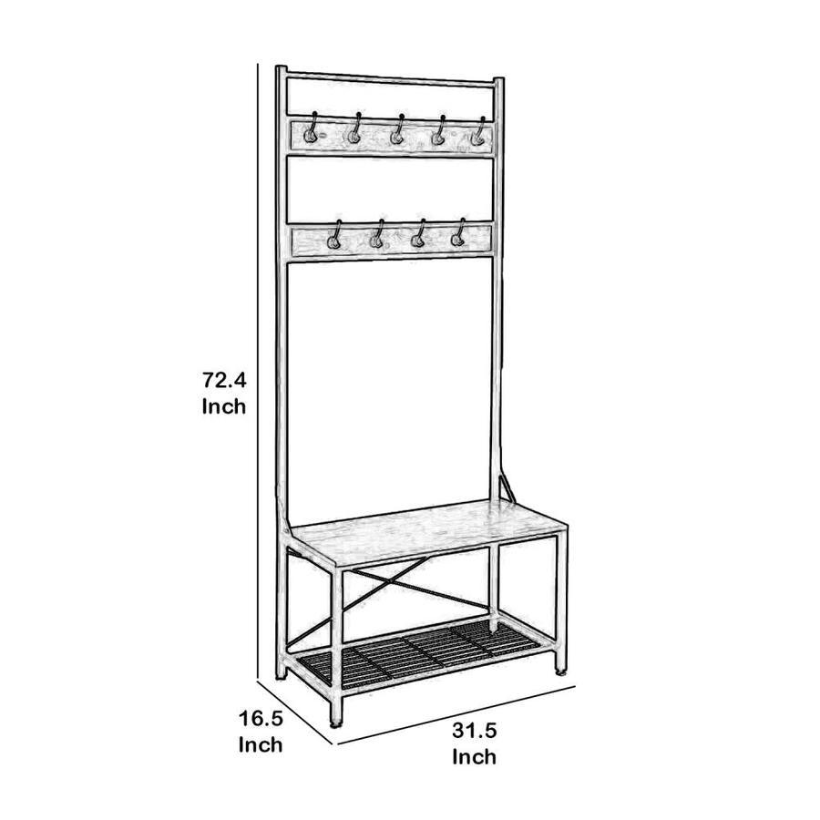 Benzara Casual 12.6-in Black Wood Hall Tree