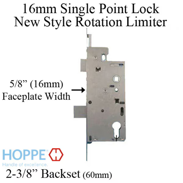HOPPE MORTISE LOCK, 1" DEADBOLT THROW, 60/92 SINGLE POINT LOCK (SPL), ROTATION LIMITER