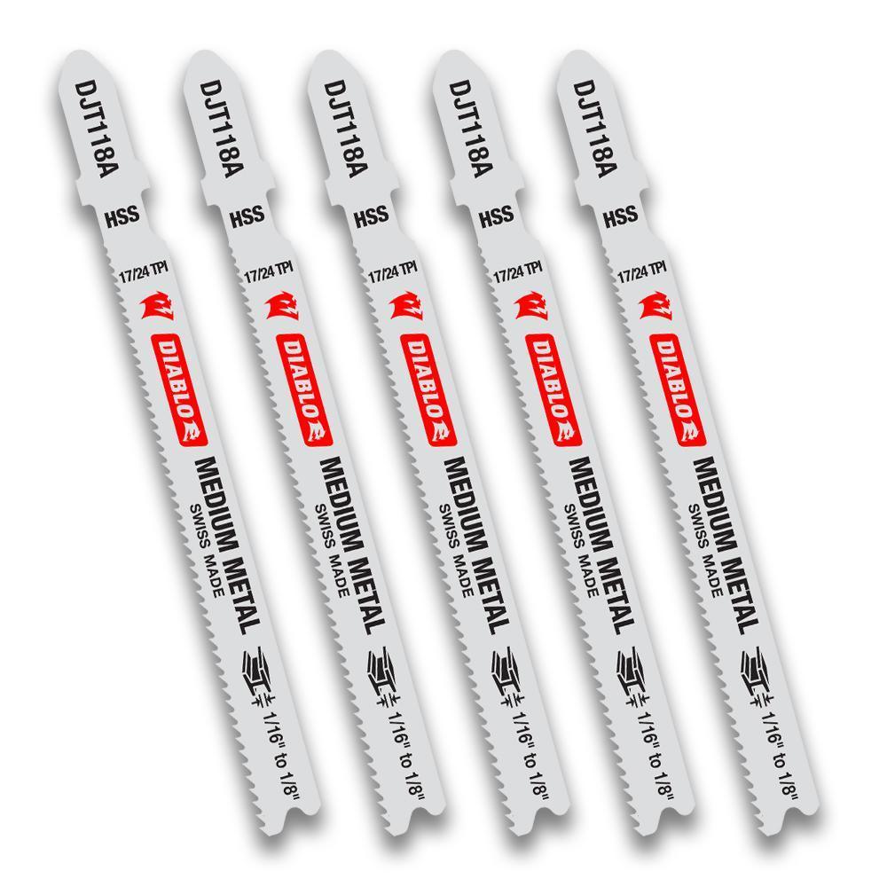 3 in. x 24 TPI HSS Medium Metal Jigsaw Blade (5-Pack)