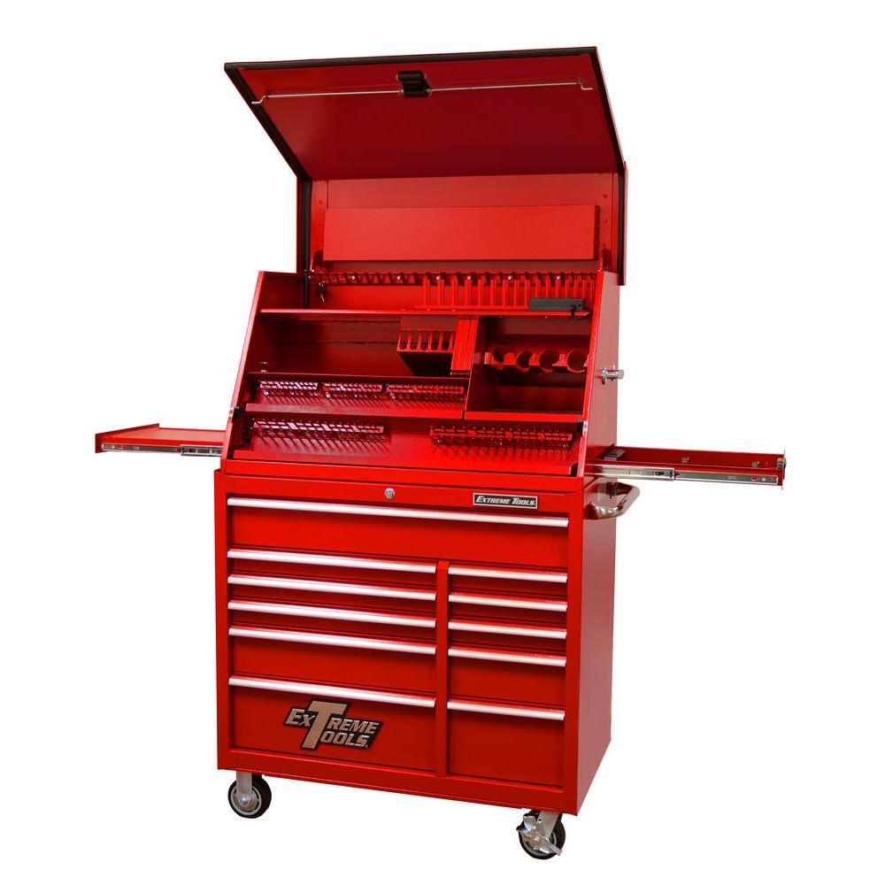 41 in. 11-Drawer Tool Chest and Cabinet Combo in Red
