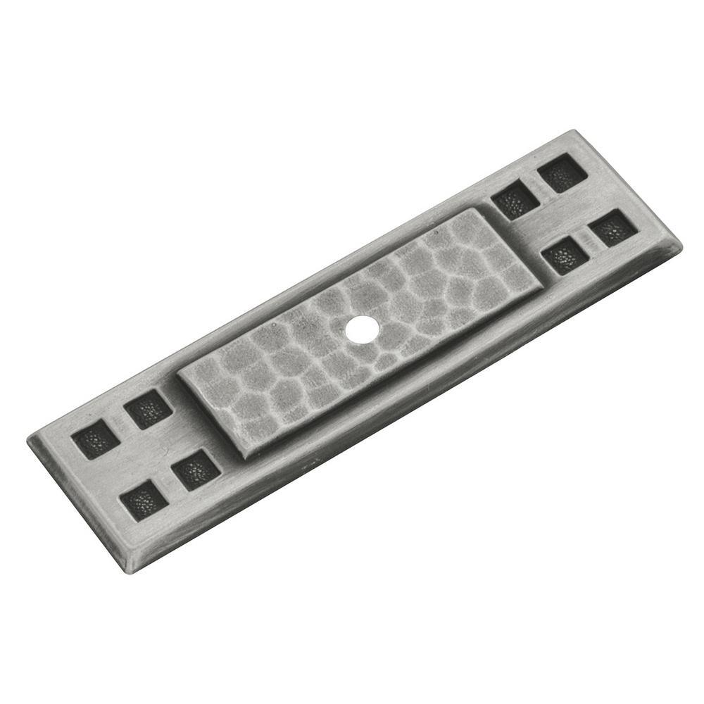 Arts and Crafts 3-1/2 in. H x 1 in. Antique Pewter Knob Backplate