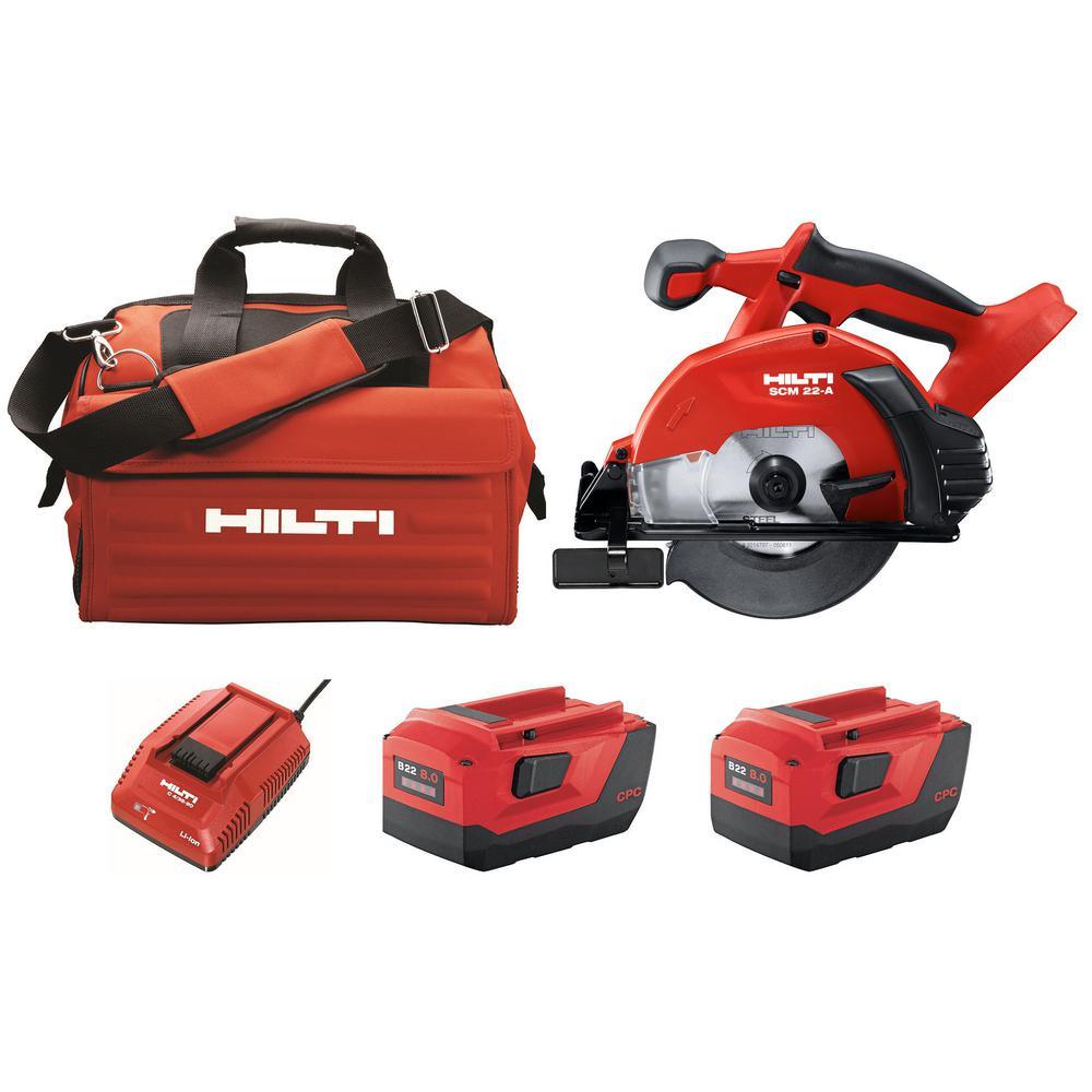 22-Volt Lithium-Ion Cordless Circular Saw Kit, Two 8.0 Ah Batteries, Charger and Bag