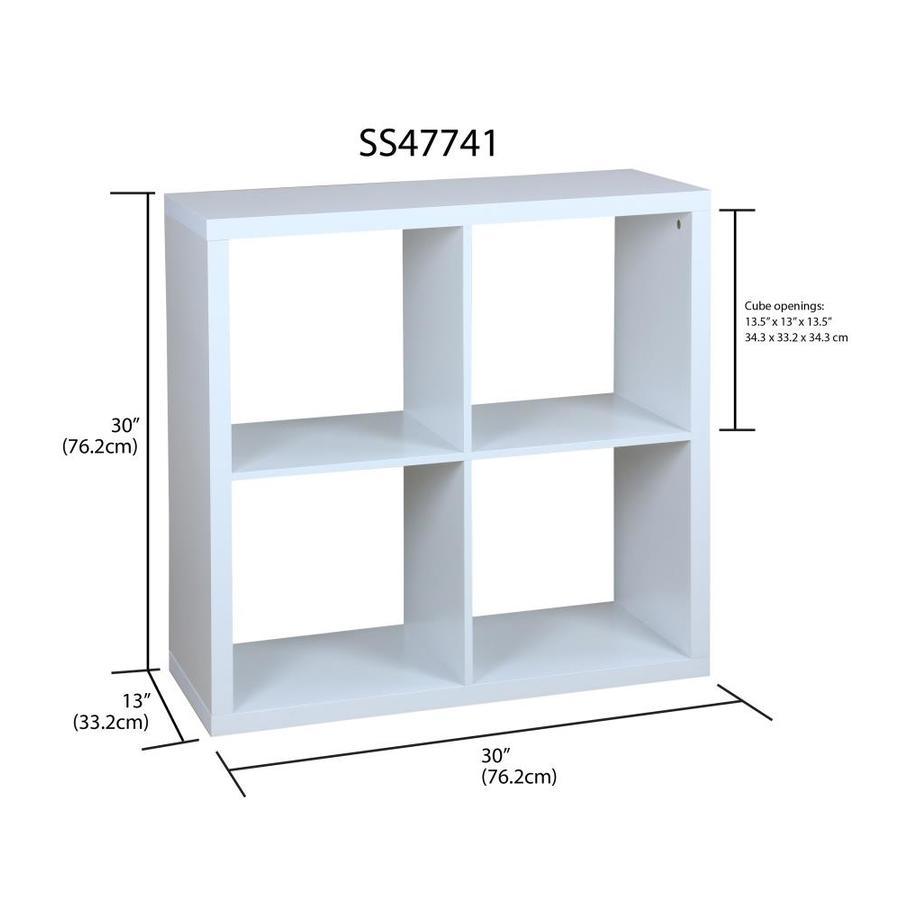 Home Basics 4 Compartment White Stackable Composite Wood Cube