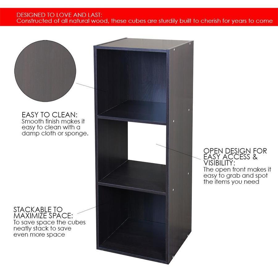 Home Basics 3 Compartment Natural Stackable Composite Wood Cube