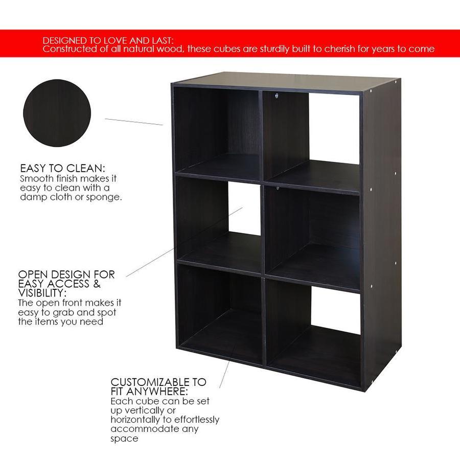 Home Basics 6 Compartment Natural Stackable Composite Wood Cube