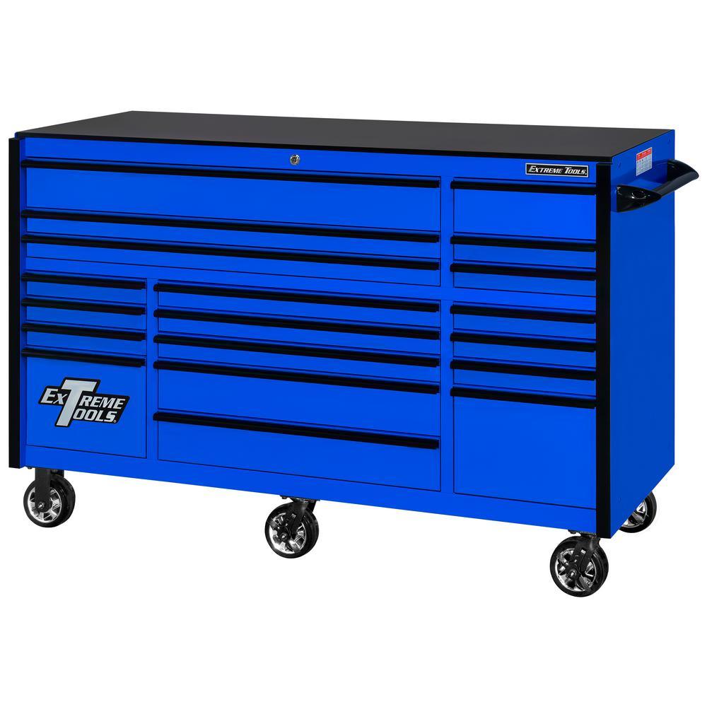 72 in. 19-Drawer Roller Cabinet Tool Chest in Blue with Black Drawer Pulls