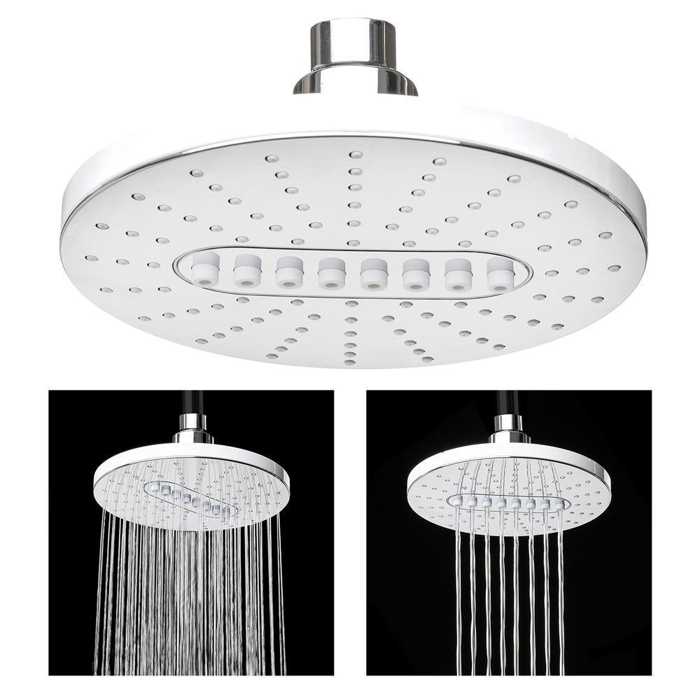 2-Spray 6.25 in. Single Wall Mount Fixed Shower Head in White