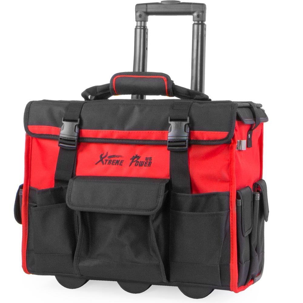 11 in. x 18 in. Jobsite Rolling Tote Tool Bag Storage Organizer Backpack