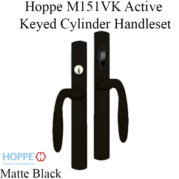 HOPPE HLS 9000 Sliding Door Handle Set Verona Lever Active Keyed, Matte Black