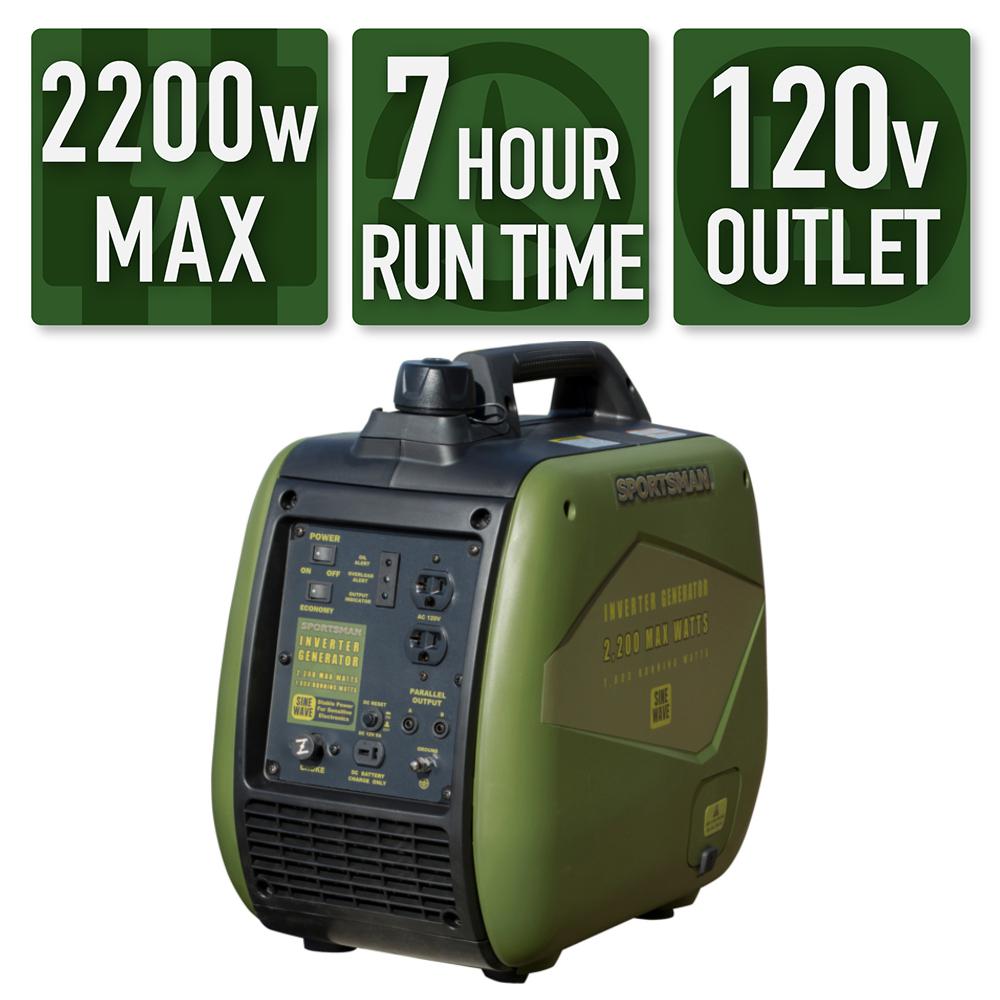 Sportsman 2,200/1,800-Watt Gasoline Powered Recoil Start Portable Digital Inverter Generator with Parallel Capability