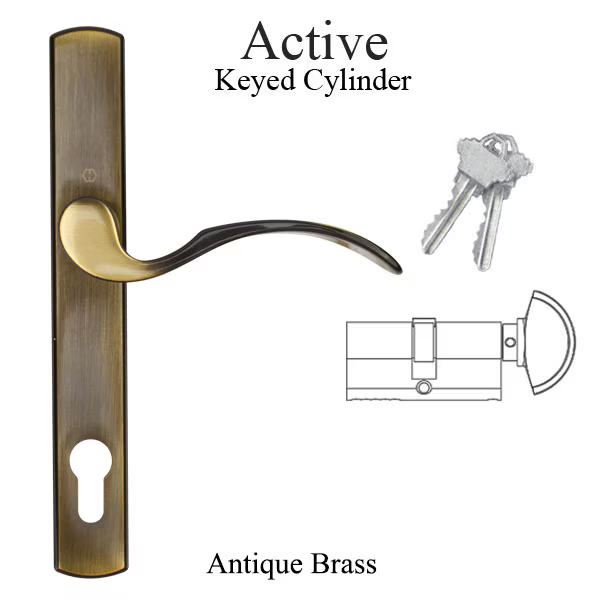 HOPPE Multipoint Lock Handle Set with Munchen Lever Active Antique Brass- 2131143