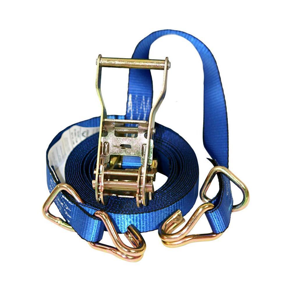 1 in. x 16 ft. Heavy Duty Ratchet Tie-Down Strap with 3000 lbs. D-Ring and J-Hook