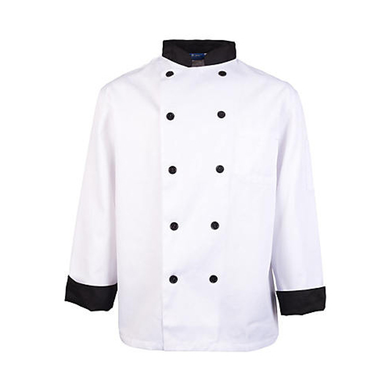 1048S - KNG - Small White and Black Executive Chef Coat
