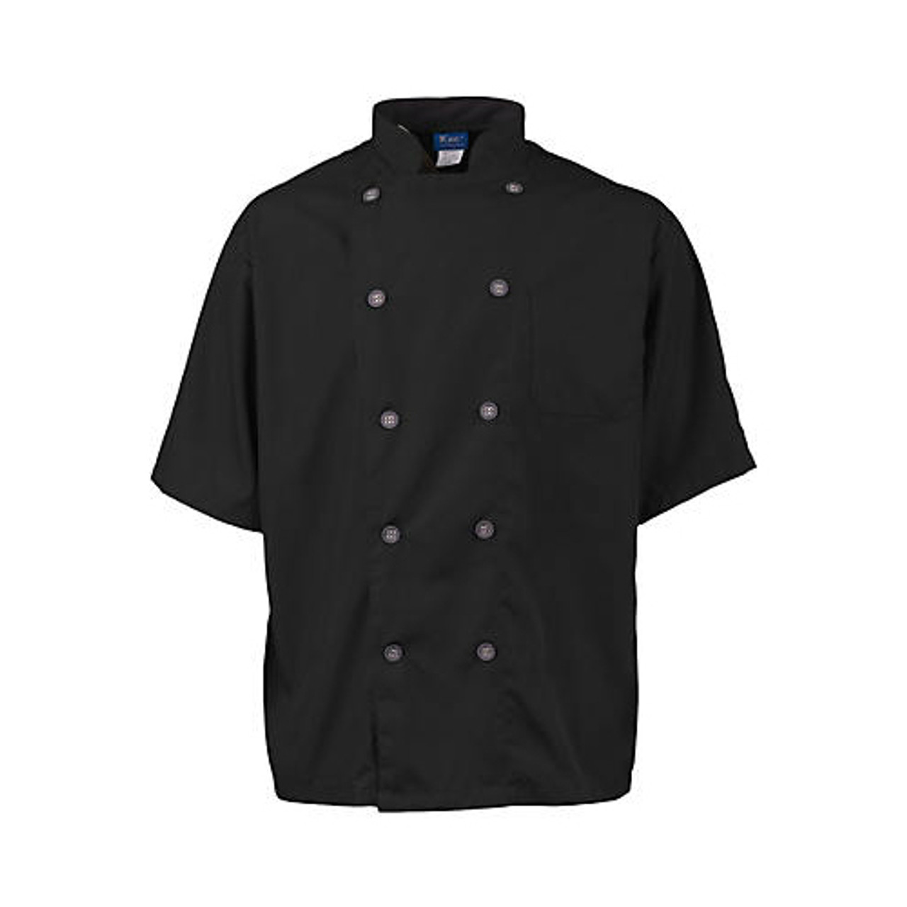 2124BKSL3XL - KNG - 3XL Men's Active Black Short Sleeve Chef Coat