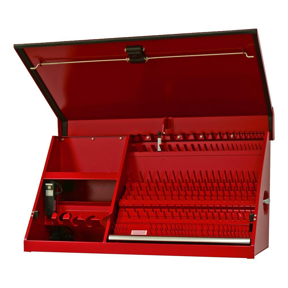 PWS Series 41 in. 0-Drawer Textured Portable Workstation Top Chest in Red