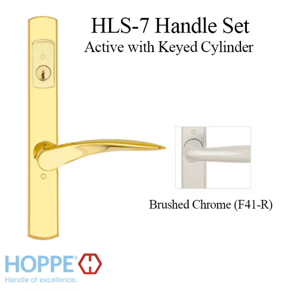 HOPPE HLS7 HANDLESET, RODOS, M1603/2167N, KEYED ACTIVE, BRUSHED CHROME - 2745321