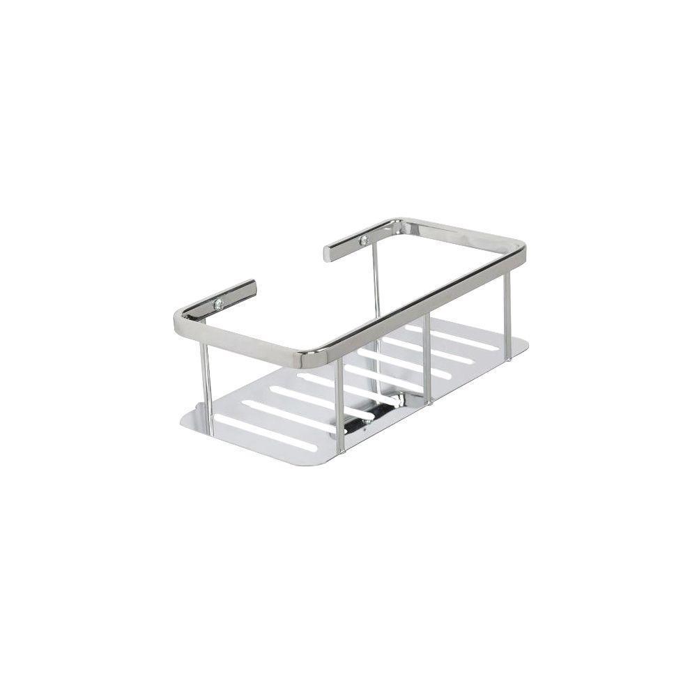 3 in. H x 8.75 in. W x 4.75 in. D Aluminum Solid Cosmetic Basket in Chrome