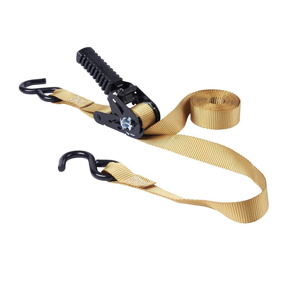 1 in. x 12 ft. Pistol Grip Khaki Webbing Ratchet Tie Down