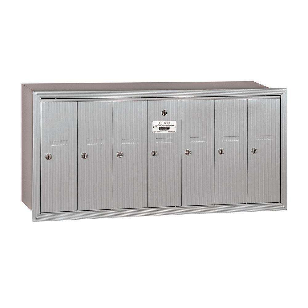 3500 Series Aluminum Recessed-Mounted Private Vertical Mailbox with 7 Door