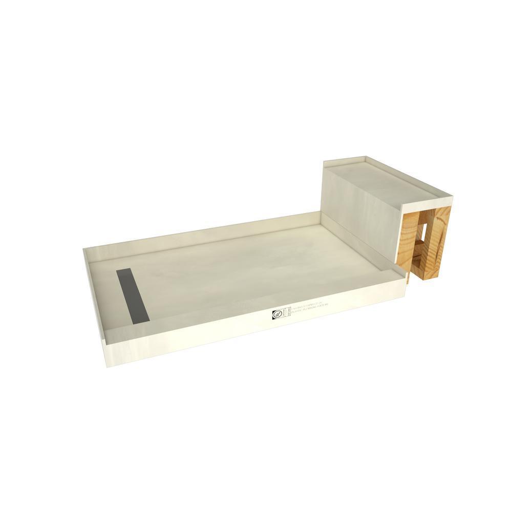 Base'N Bench 48 in. x 72 in. Single Threshold Shower Base and Bench Kit with Left Drain in Solid Brushed Nickel