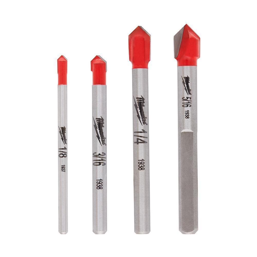 Carbide Glass and Tile Bit Set (4-Pack)