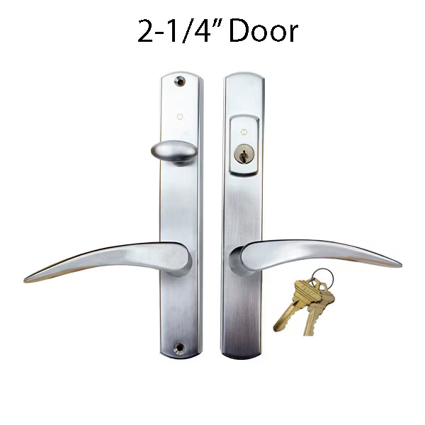 Hoppe Rodo Active Handle Set 2-1/4 Inch Door Offset Lock Brushed Chrome - 3048721