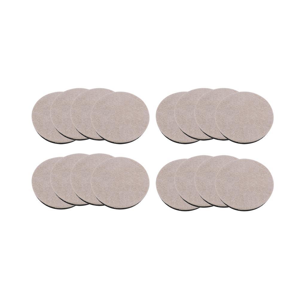 3-1/2 in. Beige Reusable Felt Round Furniture Sliders for Hard Floors (16-Pack)
